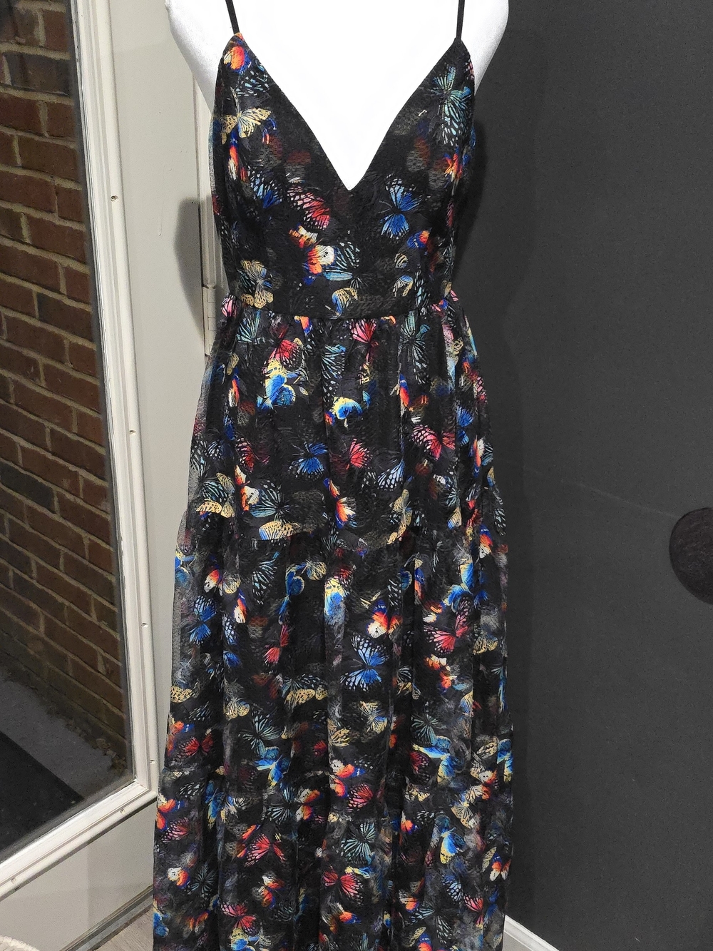 Johnny Was Maxi Dress w Embroidered Butterfly Print